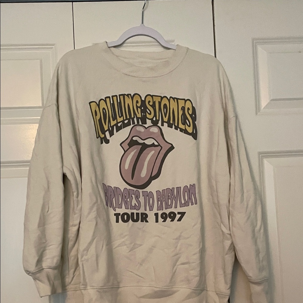 American Eagle Outfitters Cream Rolling Stones Sweatshirt